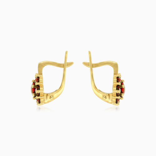 Blumenmotive Granat-Hängeohrringe