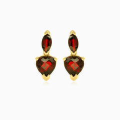 Herz- und Marquise-Granat Tropfenohrringe