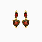 Herz- und Marquise-Granat Tropfenohrringe