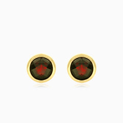 Round garnet stud earrings