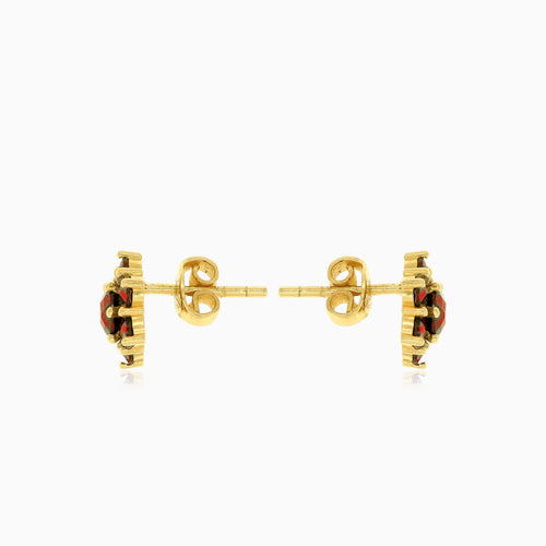Pendientes elegantes de granate con diseño floral