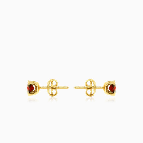 Round garnet gold studs