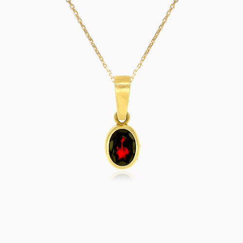 Garnet Oval Anhänger in Gelbgold