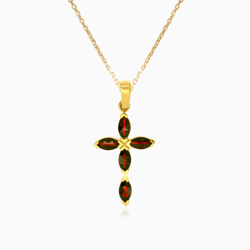 Colgante cruz de granate con talla marquesa