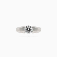 Bague solitaire femme zircon cubique rond