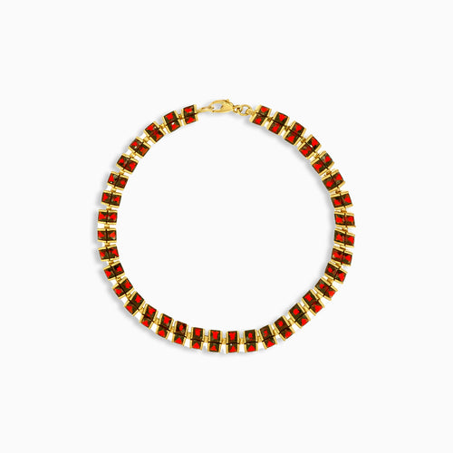Square princess cut garnet bracelet