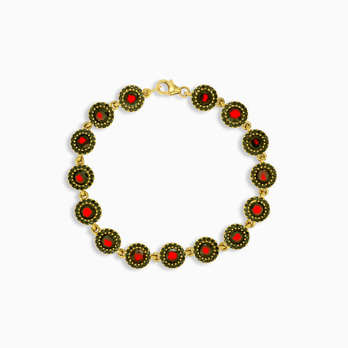 Artisan garnet wristlet