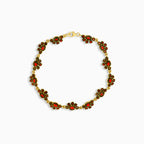 Zlatý granátový náramek s květinovými akcenty