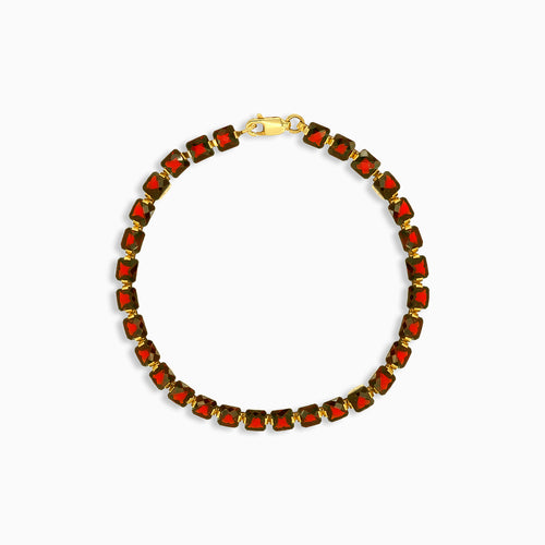 Gold-Garnet-Armband mit quadratischem Princess-Cut