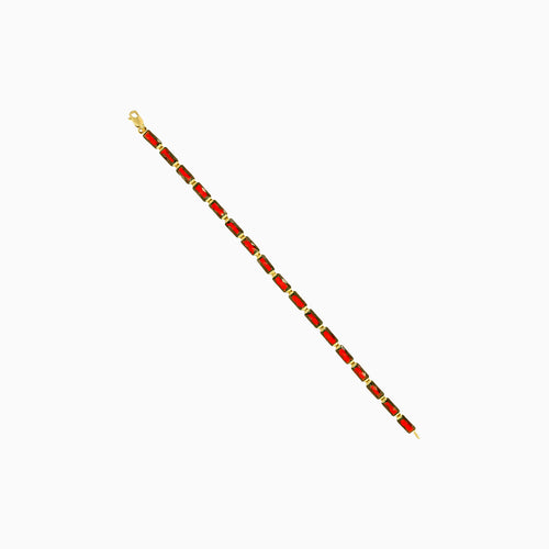 Pulsera rectangular radiante de granate