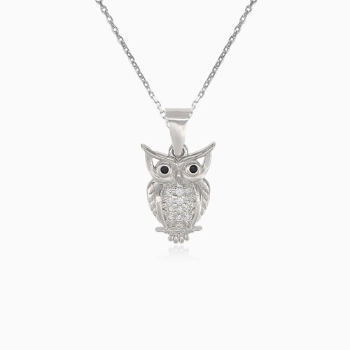 Pendentif en argent hibou avec zircon cubique