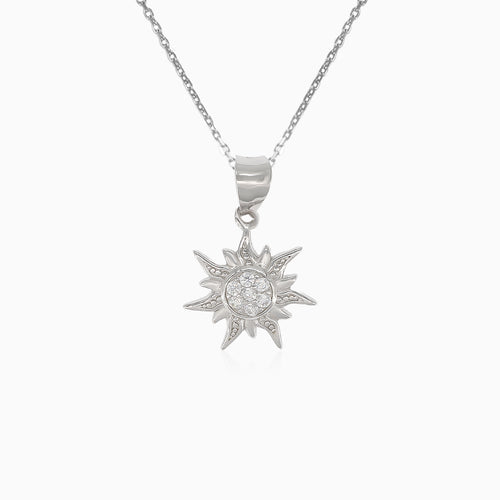 Pendentif en argent petit soleil avec zircon cubique