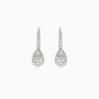 Silver drop earring with pear-cut and round-cut cubic zirconia
