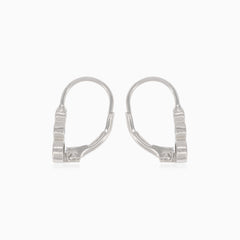 Pendientes colgantes de plata con tres circonios cúbicos redondos