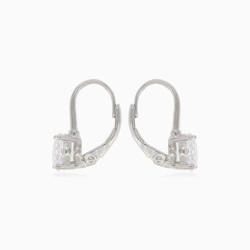Silver drop earrings with round cubic zirconia