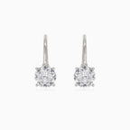 Silver drop earrings with round cubic zirconia