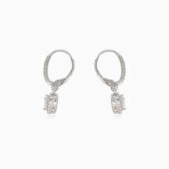 Pendientes colgantes de plata con circonios cúbicos cuadrados