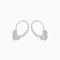 Stříbrné náušnice s kubickou zirkonovou květinou