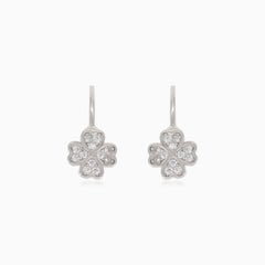 Boucles d’oreilles pendantes en argent en forme de trèfle à quatre feuilles