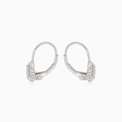 Stříbrné náušnice ve tvaru květiny s polokrytým kubickým zirkonem