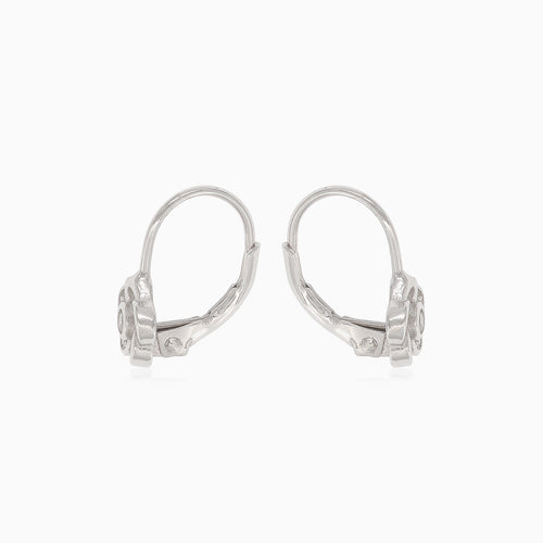 Stříbrné náušnice ve tvaru květiny s polokrytým kubickým zirkonem