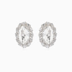 Stříbrné náušnice s oválným křišťálem