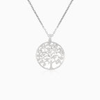 Grand pendentif arbre de vie en argent avec zircon cubique