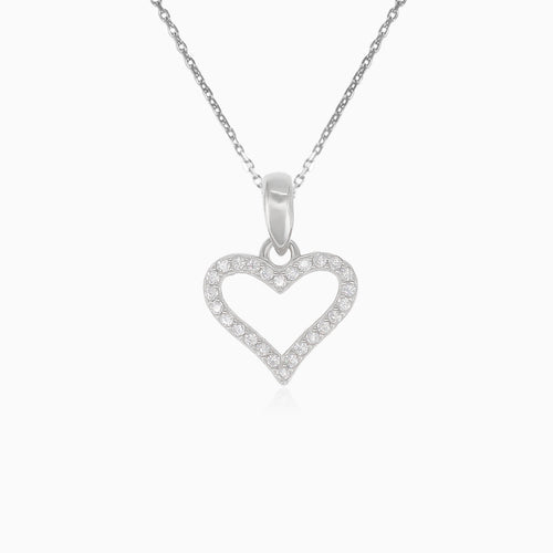 Colgante de plata con corazón de circonita cúbica