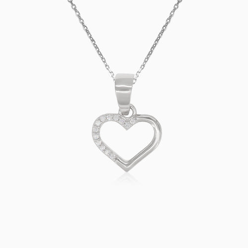 Colgante de plata con corazón y circonita cúbica