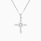 Pendentif croix élégant en argent avec zircon cubique