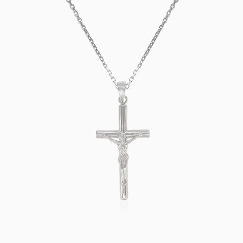 Silver large pendant cross with jesus