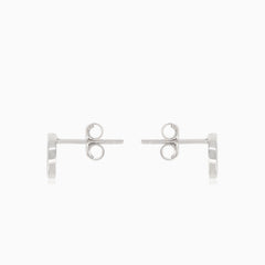 Silver round earrings with surrounding cubic zirconia