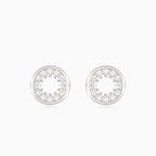 Silver round earrings with surrounding cubic zirconia