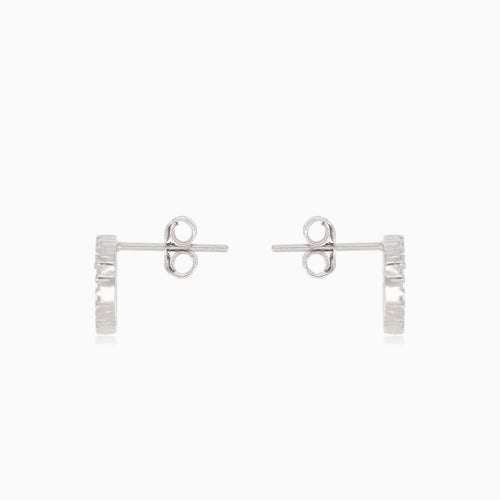 Silver earrings cubic zirconia circles