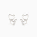 Boucles d'oreilles puces chat en argent