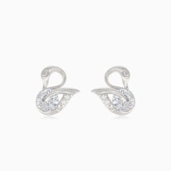 Stříbrné náušnice s labutí