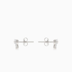 Silver bow stud earrings
