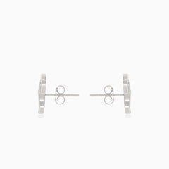 Boucles d’oreilles infini en argent avec zircons cubiques semi-recouvertes