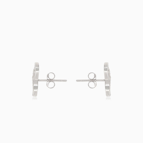 Boucles d’oreilles infini en argent avec zircons cubiques semi-recouvertes
