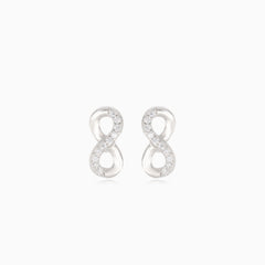 Stříbrné náušnice nekonečno s polokrytým kubickým zirkonem