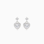 Boucles d’oreilles clous pendantes en argent en forme de cœur