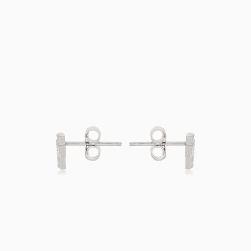 Boucles d’oreilles puces croix en argent avec zircons cubiques