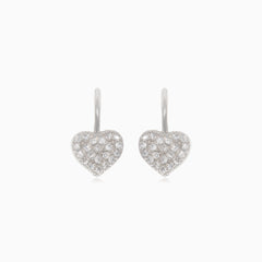 Boucles d’oreilles pendantes en argent avec cœur en zirconiums cubiques