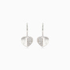 Boucles d’oreilles cœur en argent avec zircon cubique semi-recouvert