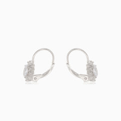 Silver drop earrings with halo cubic zirconia