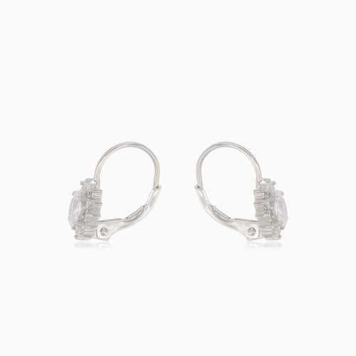 Silver drop earrings with halo cubic zirconia