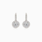 Silberne Ohrhänger mit großem Zirkonia und Zirkonia-Akzent oben