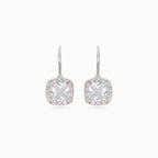 Silver earrings with square cubic zirconia