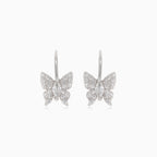 Boucles d’oreilles pendantes en argent avec papillon