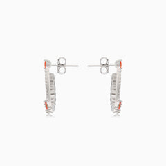 Boucles d’oreilles puces cercles en argent avec pierres synthétiques
